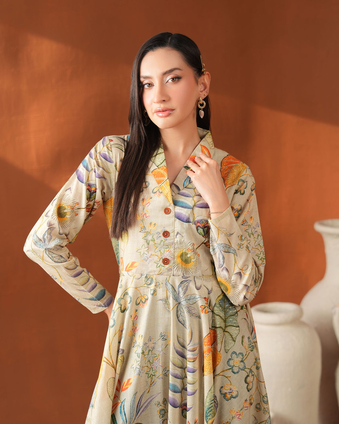 1-Piece Ready-to-Wear Lawn Frock| 17250-IG-LWN - Sha Posh Textile