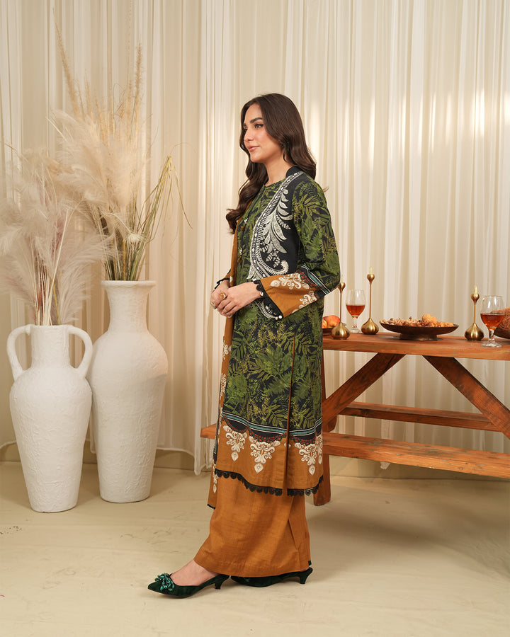 3 Piece - Printed Khaddar Suit Unstitched | UNFF024 - Sha Posh Textile