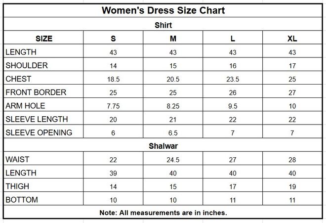 Raw Silk 3PC | 16432 size chart