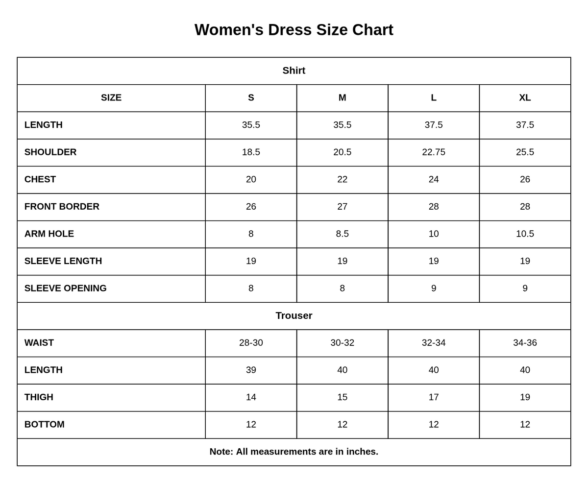 16453 size chart