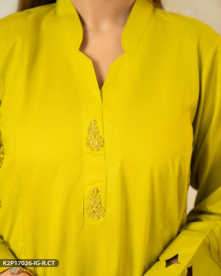 2 Piece Cotton Embroidered Suit | 17026-IG-R.CT Sha Posh Textile