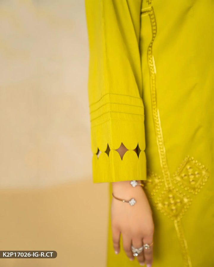 2 Piece Cotton Embroidered Suit | 17026-IG-R.CT Sha Posh Textile