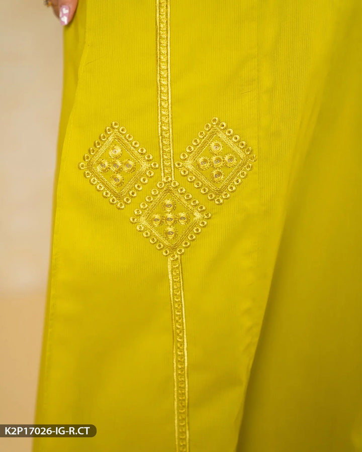 2 Piece Cotton Embroidered Suit | 17026-IG-R.CT Sha Posh Textile