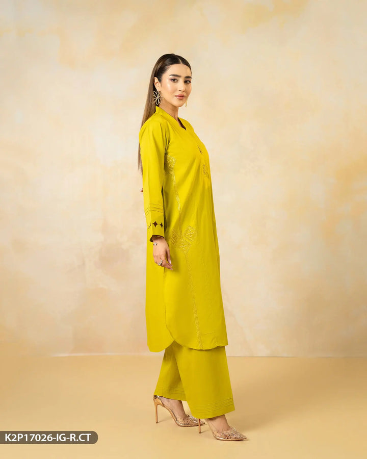2 Piece Cotton Embroidered Suit | 17026-IG-R.CT Sha Posh Textile