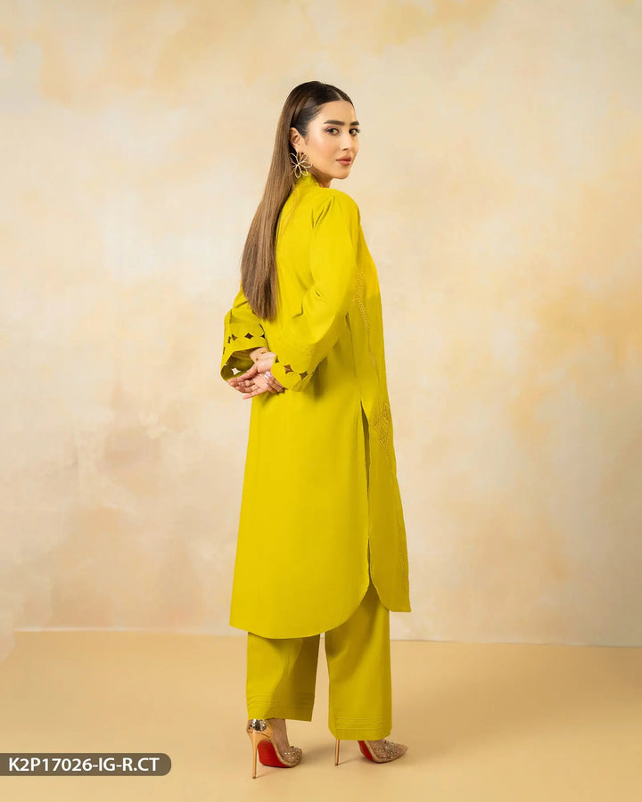 2 Piece Cotton Embroidered Suit | 17026-IG-R.CT Sha Posh Textile