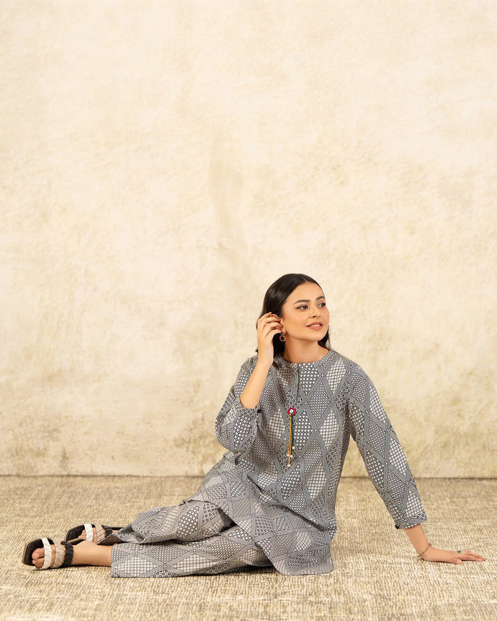 2 Piece Khaddar Suit Stitched | 36061-FU-KD - Sha Posh Textile