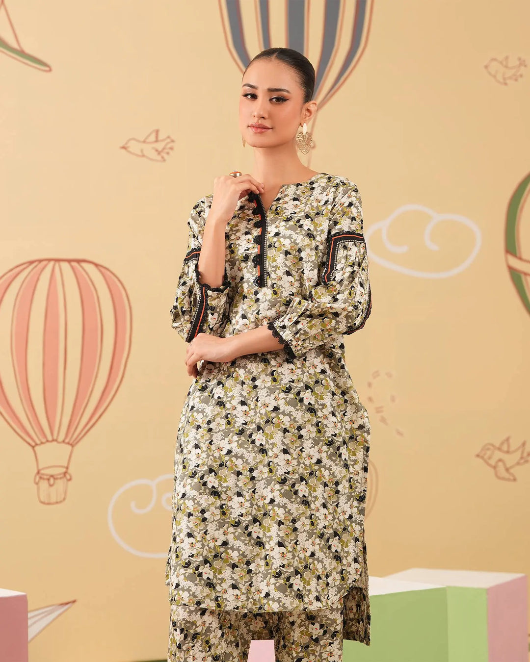 2 Piece - Printed Cambric Cotton Suit Unstitched | UNFF0104-K.CT Sha Posh Textile