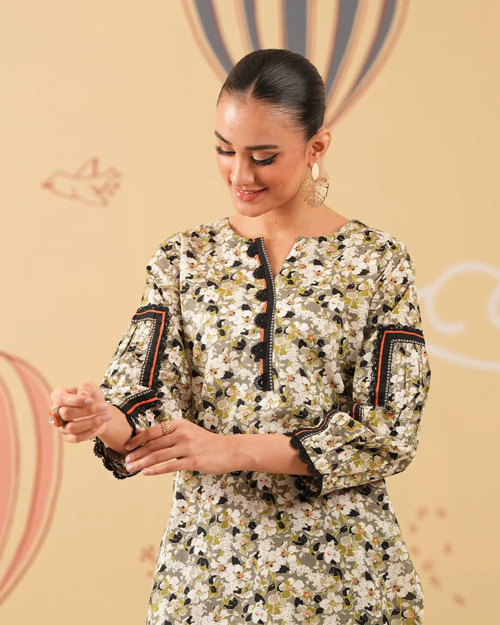 2 Piece - Printed Cambric Cotton Suit Unstitched | UNFF0104-K.CT Sha Posh Textile