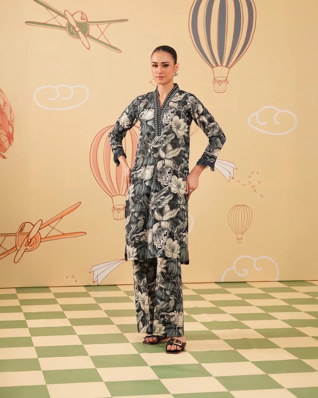 2 Piece - Printed Cambric Cotton Suit Unstitched | UNFF0112-K.CT Sha Posh Textile