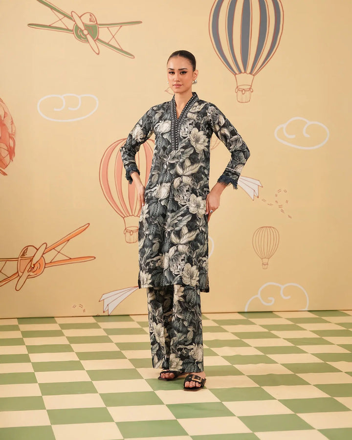 2 Piece - Printed Cambric Cotton Suit Unstitched | UNFF0112-K.CT Sha Posh Textile