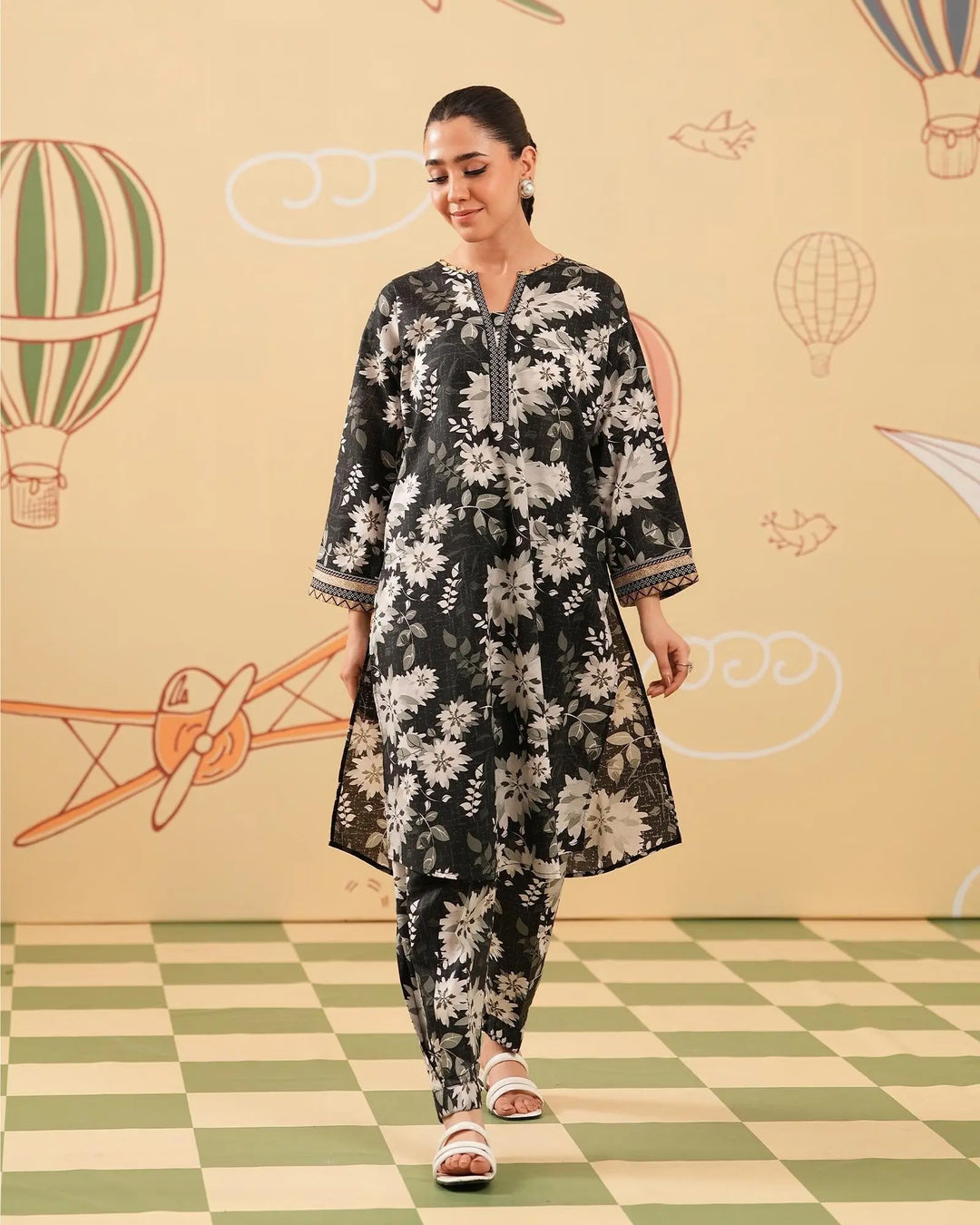 2 Piece - Printed Cambric Cotton Suit Unstitched | UNFF0115-K.CT Sha Posh Textile