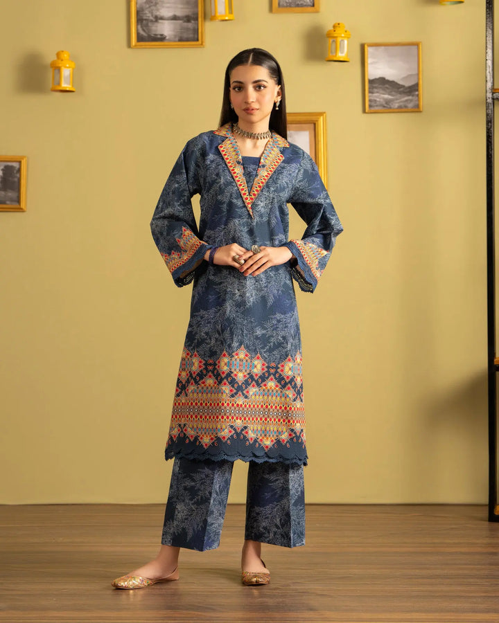 2 Piece - Printed Khaddar Suit Unstitched | UNFF041-KD - Sha Posh Textile