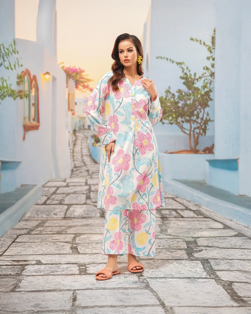 2-Piece Ready-to-Wear Cambric Cotton Suit | 36069-FU-K.CT Sha Posh Textile