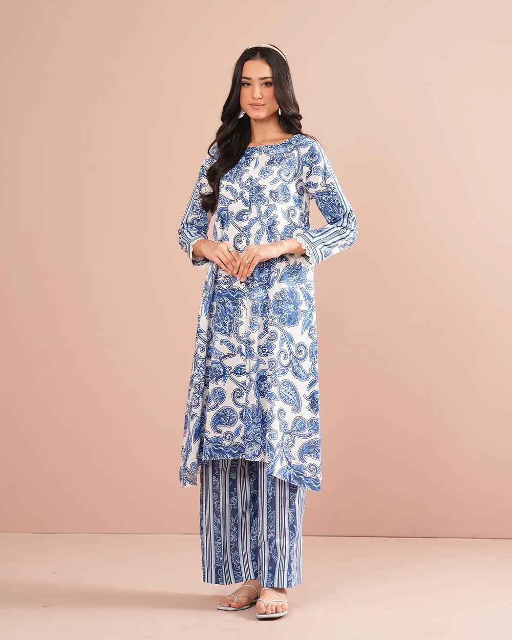 2-Piece Ready-to-Wear Cotton Frock | 17333-IG-CT Sha Posh Textile