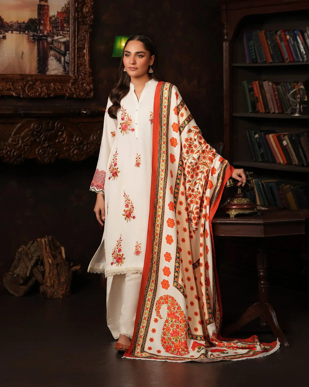 2 Piece Karandi Linen Suit Stitched | 16383-IG-K.LN (Duppatta is not included) - Sha Posh Textile