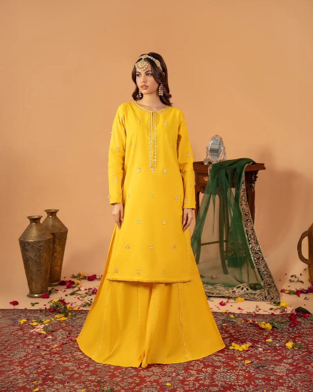 2 Piece Ready-to-Wear Plain Paper Katan Suit | 429  (Dupatta is not included) - Sha Posh Textile