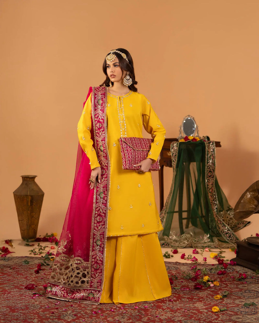 2 Piece Ready-to-Wear Plain Paper Katan Suit | 429  (Dupatta is not included) - Sha Posh Textile
