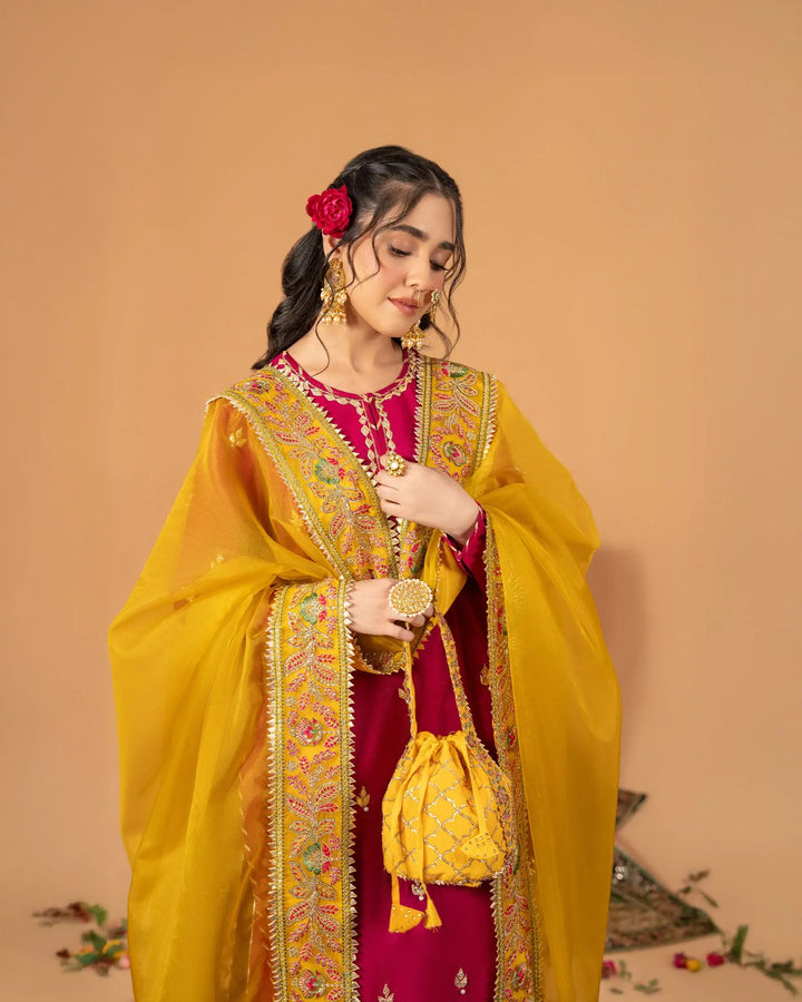 2 Piece Ready-to-Wear Plain Paper Katan Suit | 429  (Dupatta is not included) - Sha Posh Textile