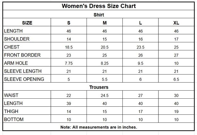 Tasser Silk 3PC | 2298 size chart