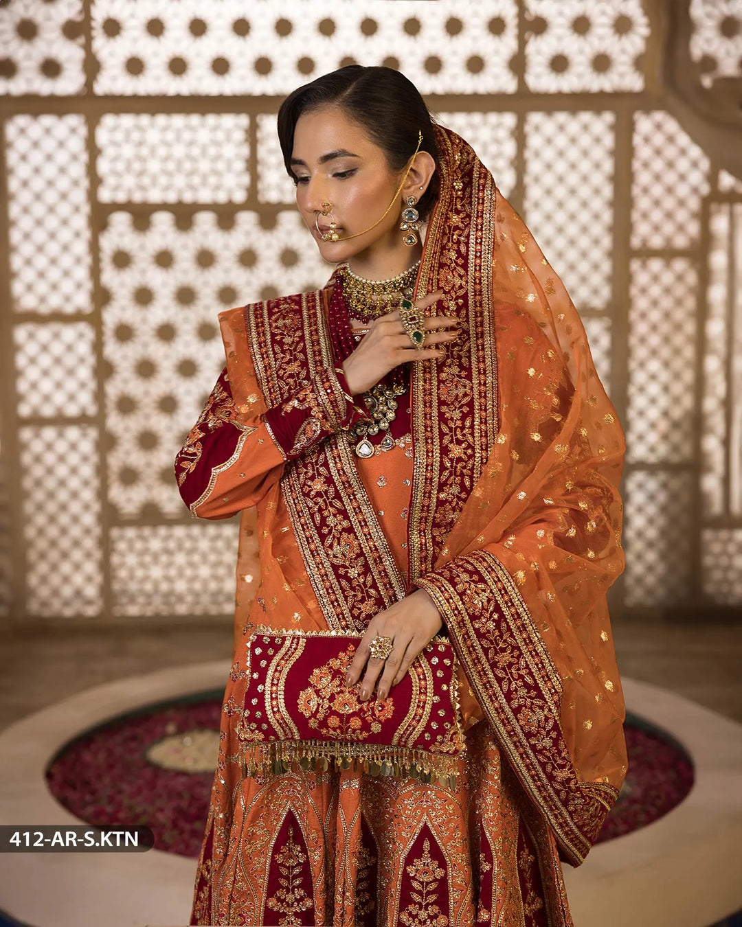 3 PEICE EMBRIODERED MAXI | 412-AR-S.KTN - Sha Posh Textile