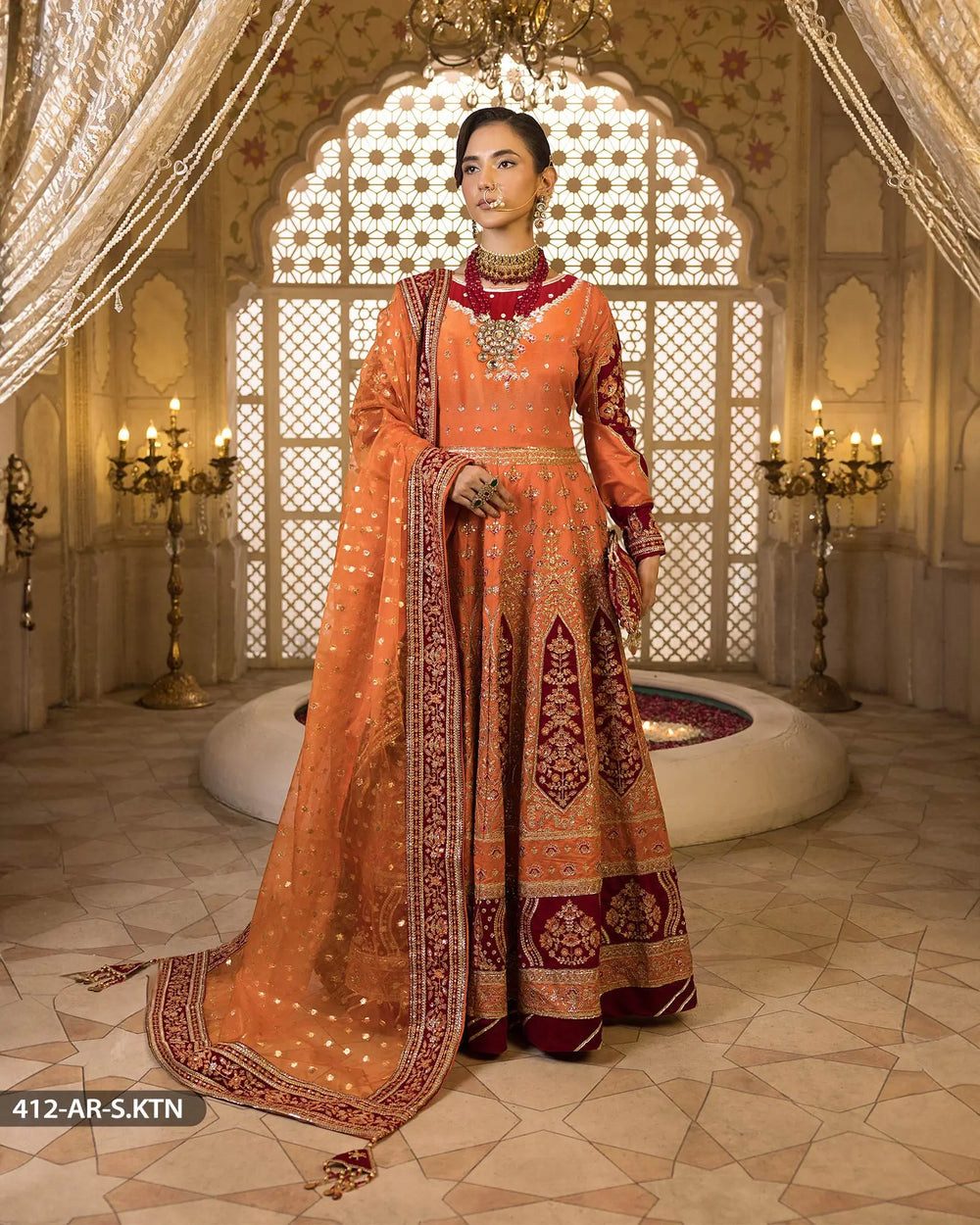 3 PEICE EMBRIODERED MAXI | 412-AR-S.KTN - Sha Posh Textile