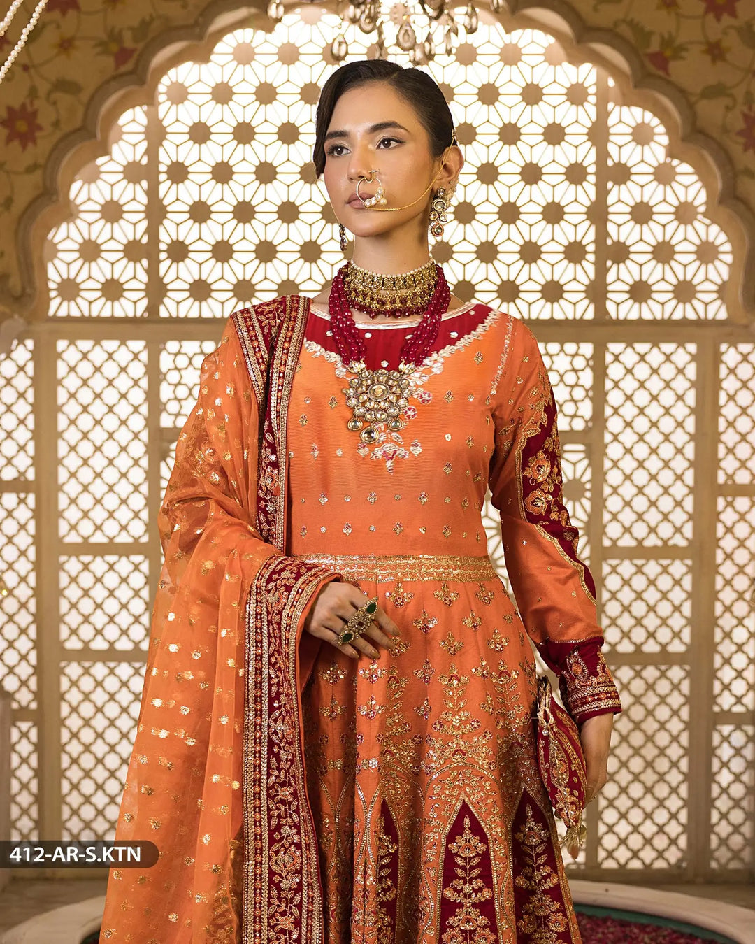3 PEICE EMBRIODERED MAXI | 412-AR-S.KTN - Sha Posh Textile