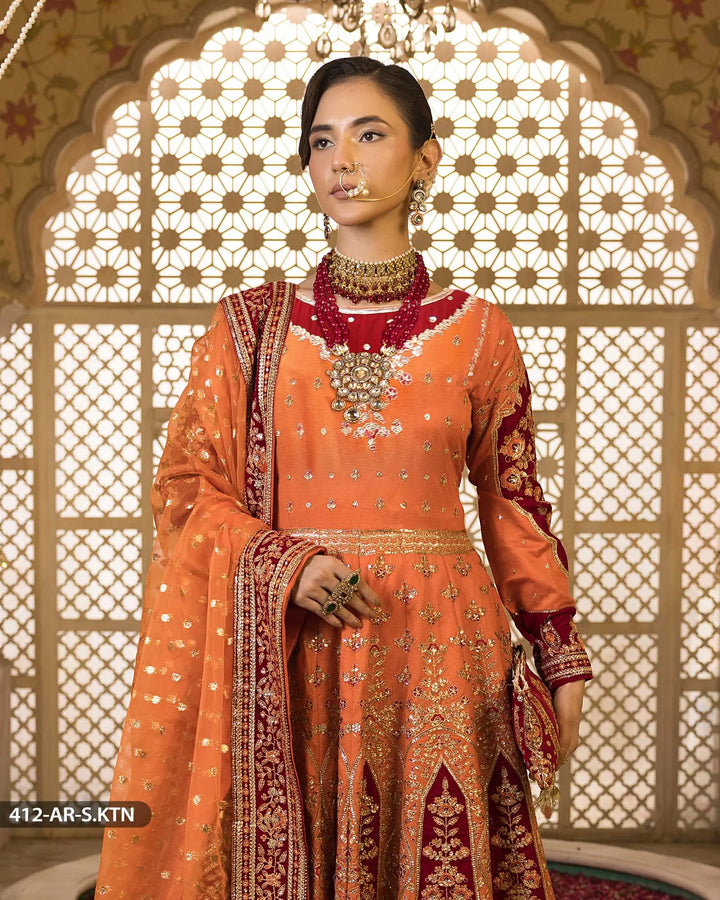 3 PEICE EMBRIODERED MAXI | 412-AR-S.KTN - Sha Posh Textile