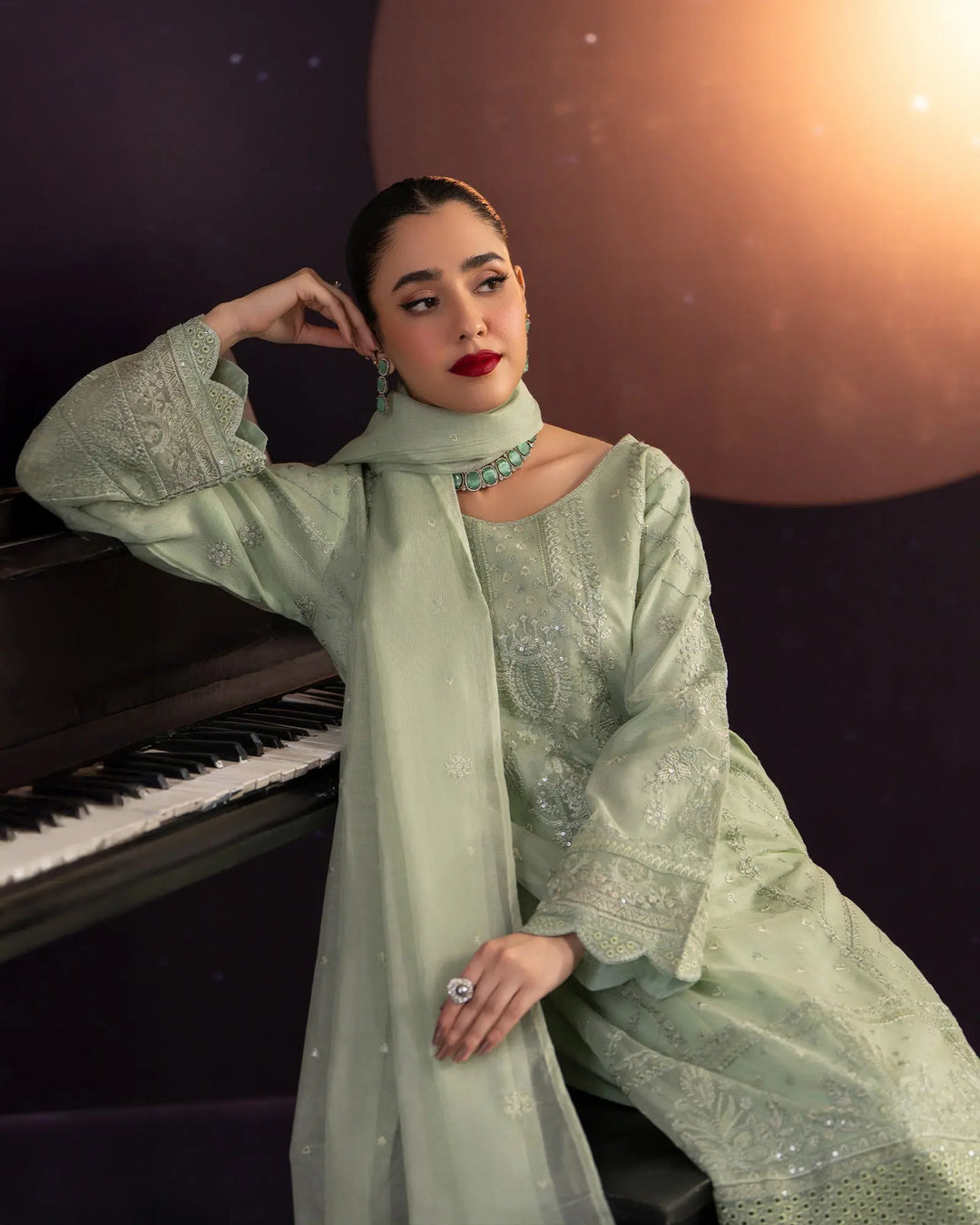 3 Piece Bori Net Suit Stitched | 2262-AF-B.NET - Sha Posh Textile