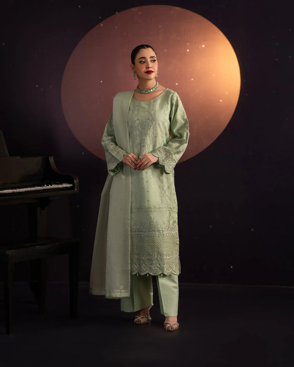 3 Piece Bori Net Suit Stitched | 2262-AF-B.NET - Sha Posh Textile