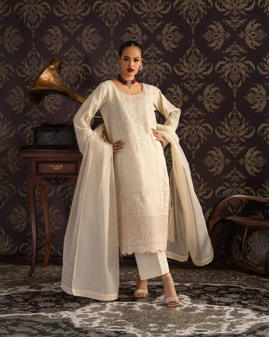3 Piece Bori Net Suit Stitched | 2262-AF-B.NET - Sha Posh Textile