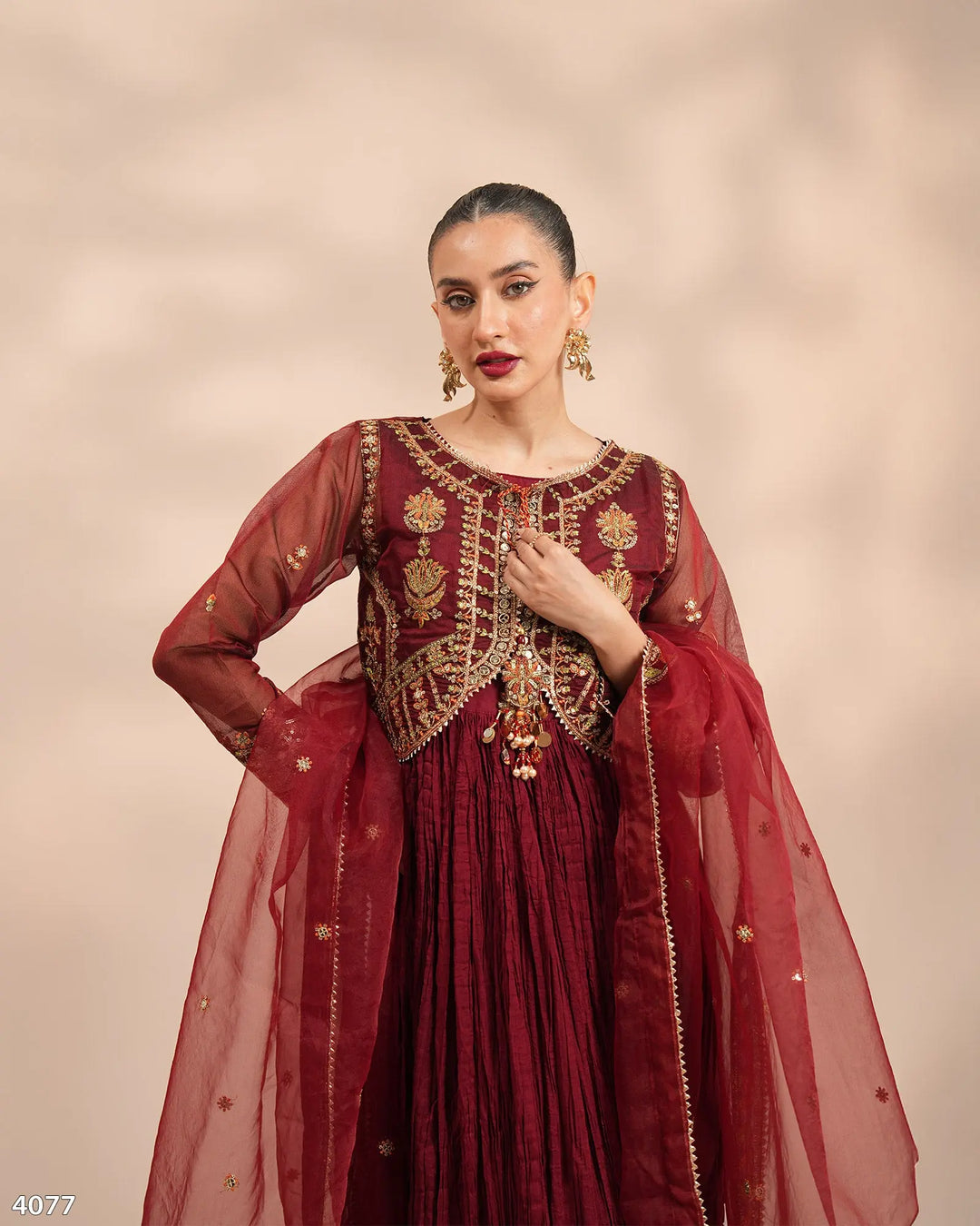 3 Piece Bori Net Suit | 4077-SJ-B.NET - Sha Posh Textile