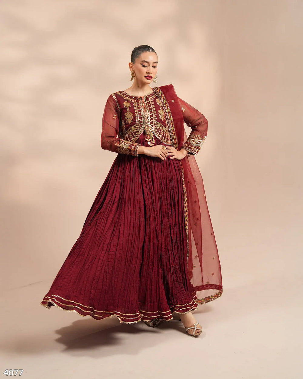 3 Piece Bori Net Suit | 4077-SJ-B.NET - Sha Posh Textile