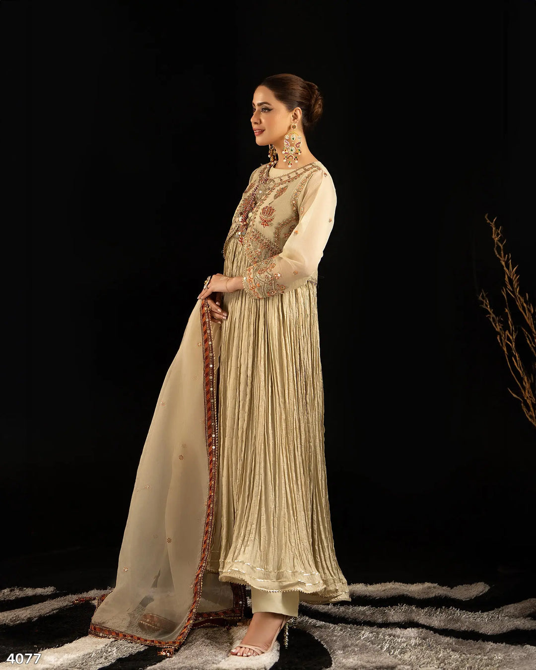 3 Piece Bori Net Suit | 4077-SJ-B.NET - Sha Posh Textile