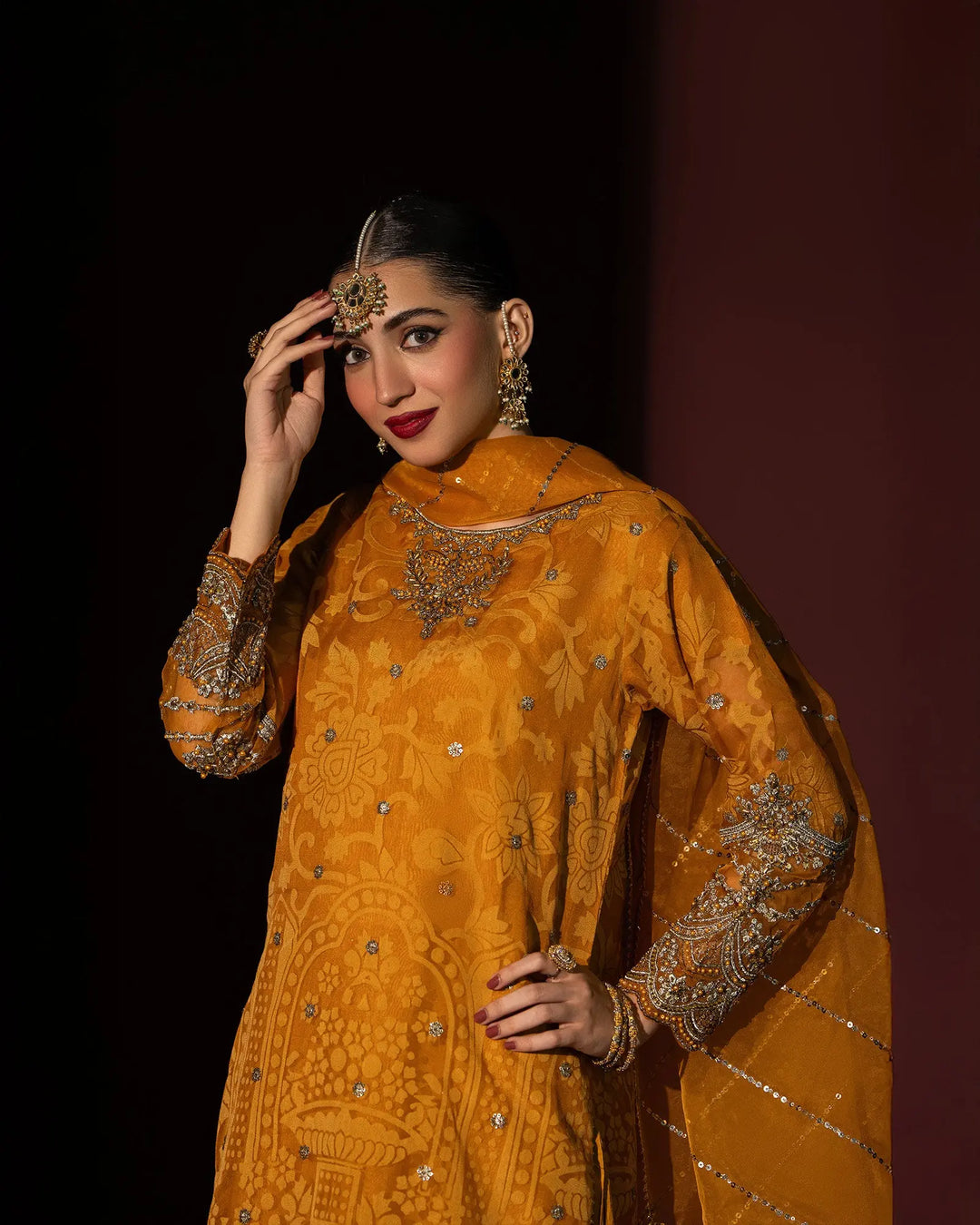3 Piece Burnout Tissue Suit Stitched | 4075-SJ-B.O.TSU - Sha Posh Textile