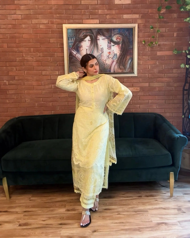 3 Piece Cambric Cotton Suit Stitched | 1116-ST-K.CT - Sha Posh Textile