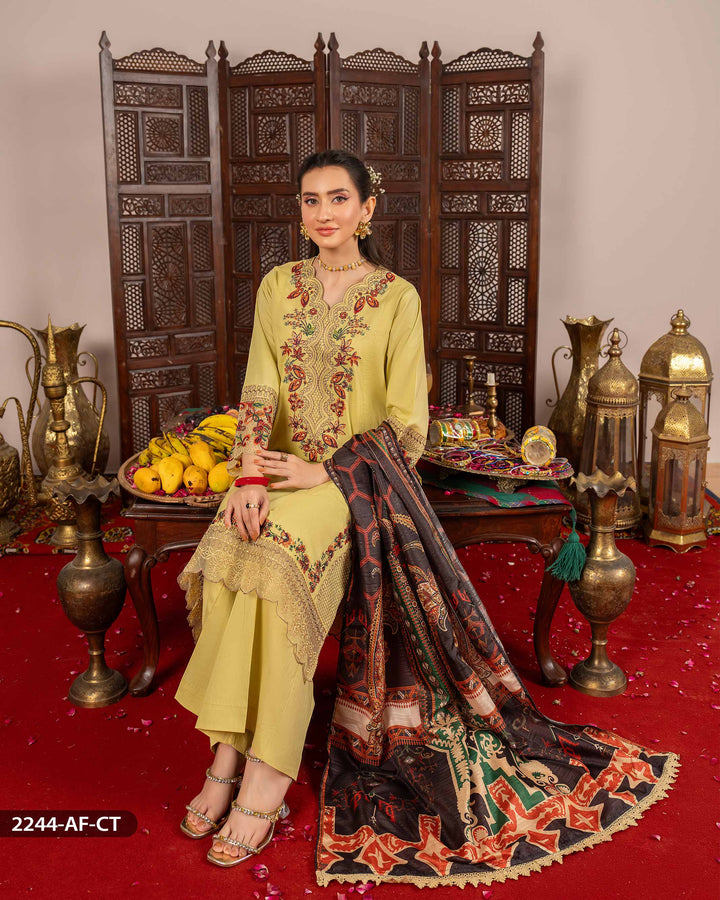 3 Piece Cambric Cotton Suit | 2244-AF-K.CT - Sha Posh Textile