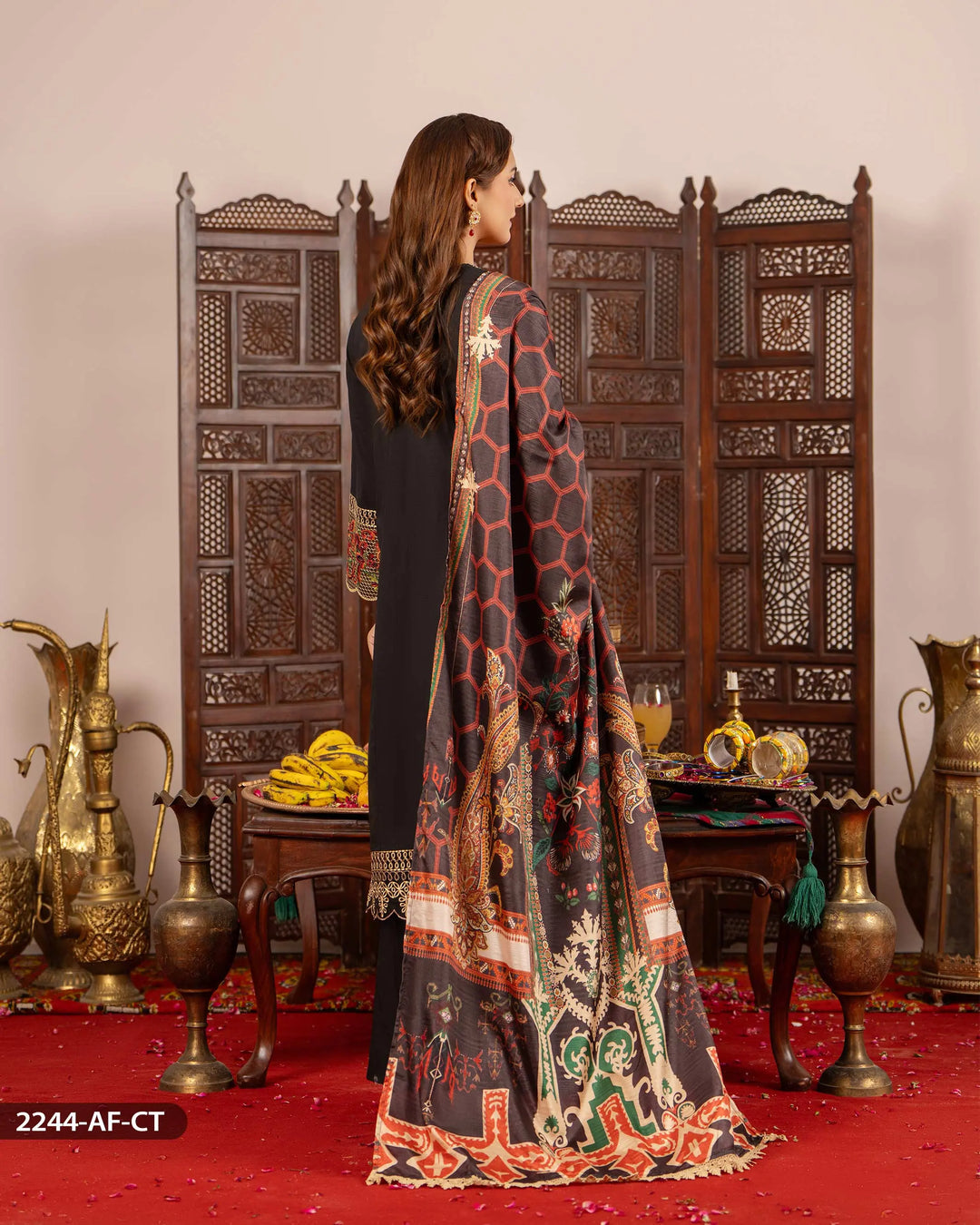 3 Piece Cambric Cotton Suit | 2244-AF-K.CT - Sha Posh Textile