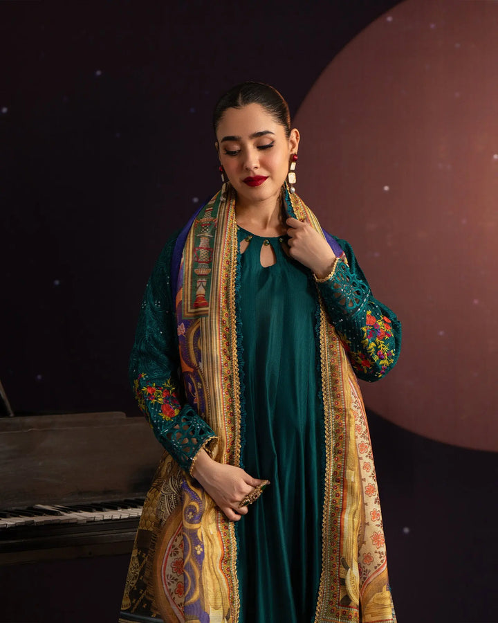 3 Piece Chambray Katan Maxi Stitched | 9732-IG-S.KTN - Sha Posh Textile