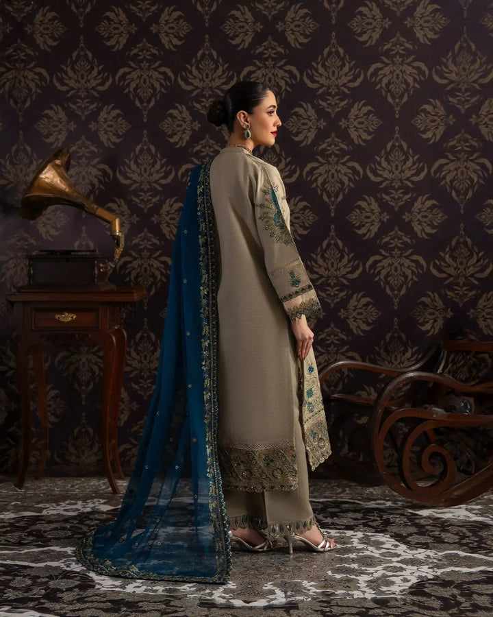 3 Piece Chambray Katan Suit Stitched | 1307-NA-S.KTN - Sha Posh Textile