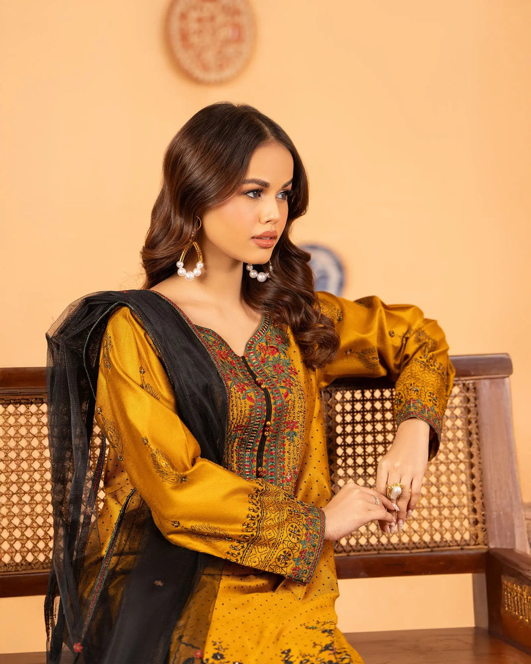 3 Piece Chambray Katan Suit Stitched | 5261-IG-S.KTN - Sha Posh Textile