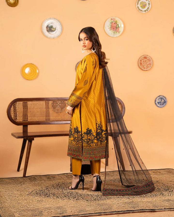 3 Piece Chambray Katan Suit Stitched | 5261-IG-S.KTN - Sha Posh Textile