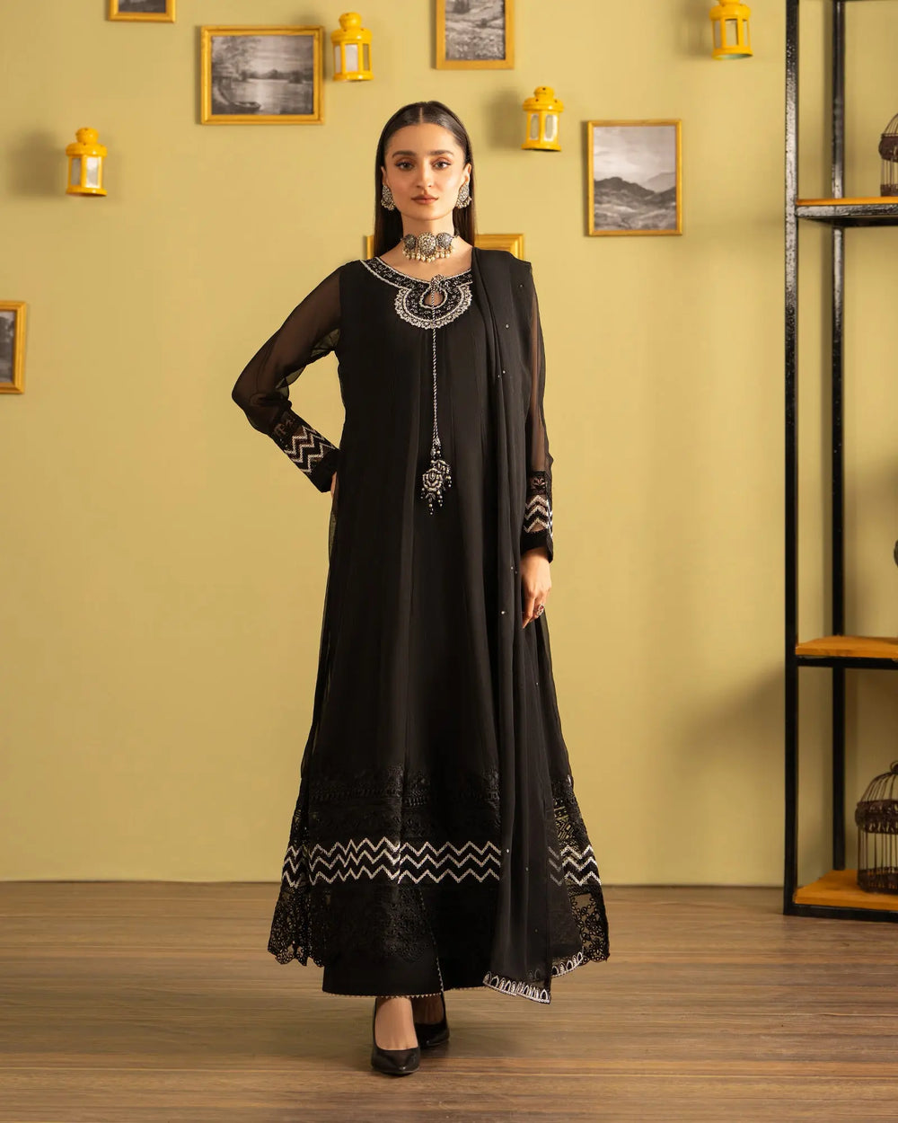 3 Piece Chiffon Frock | 1126-ST-CF - Sha Posh Textile