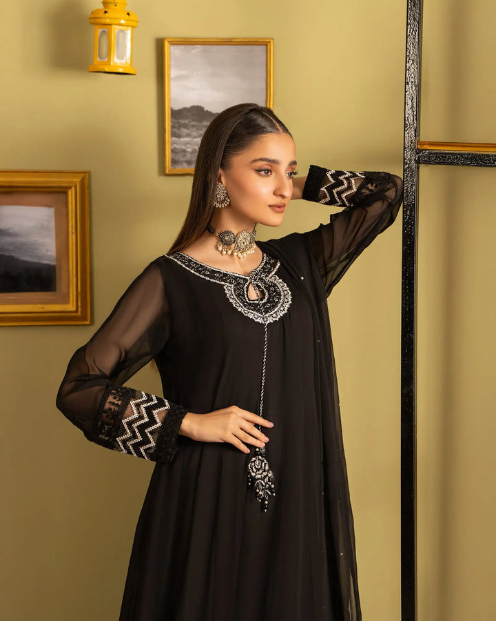 3 Piece Chiffon Frock | 1126-ST-CF - Sha Posh Textile