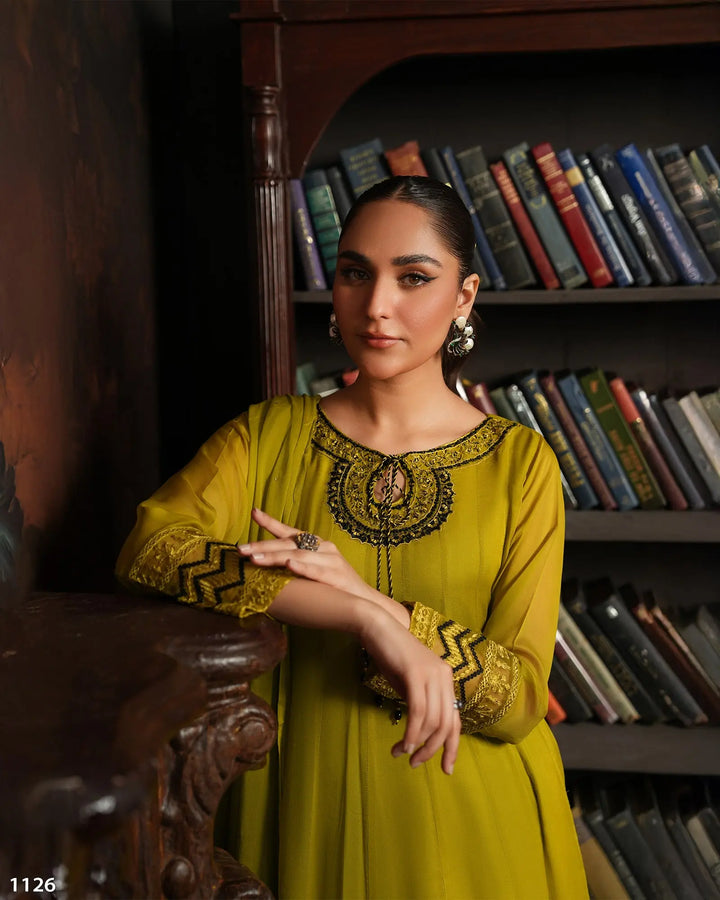 3 Piece Chiffon Frock | 1126-ST-CF - Sha Posh Textile