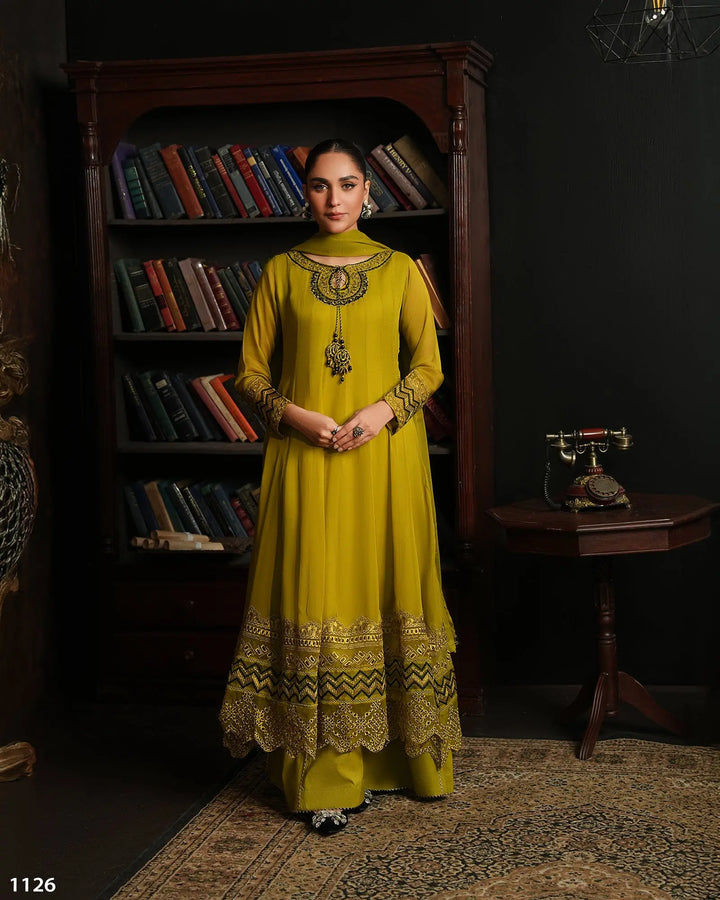 3 Piece Chiffon Frock | 1126-ST-CF - Sha Posh Textile