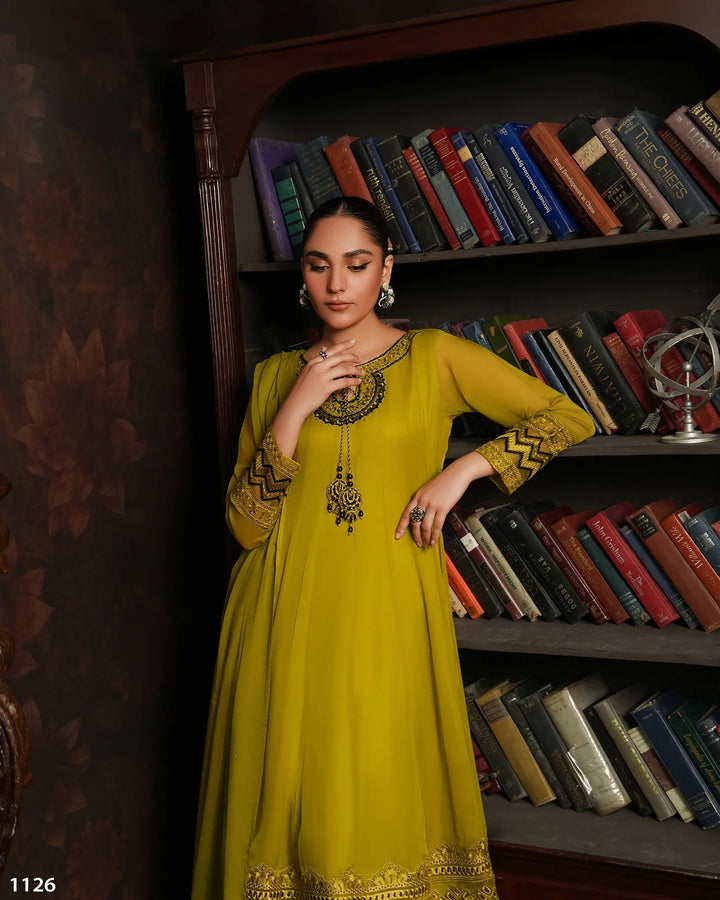 3 Piece Chiffon Frock | 1126-ST-CF - Sha Posh Textile