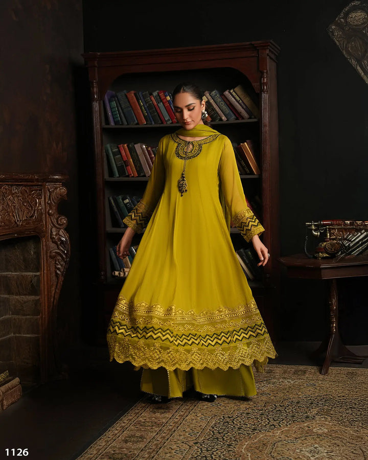 3 Piece Chiffon Frock | 1126-ST-CF - Sha Posh Textile