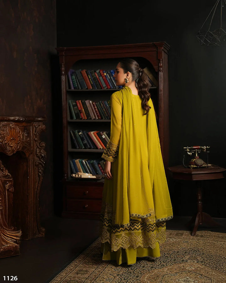 3 Piece Chiffon Frock | 1126-ST-CF - Sha Posh Textile