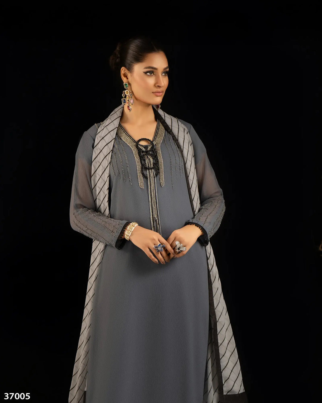 3 Piece Chiffon Suit | 37005-HM-CF - Sha Posh Textile