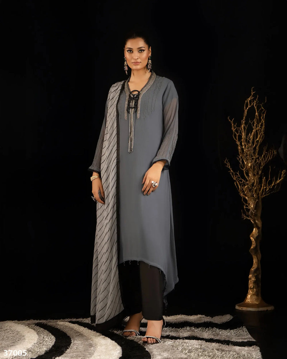 3 Piece Chiffon Suit | 37005-HM-CF - Sha Posh Textile